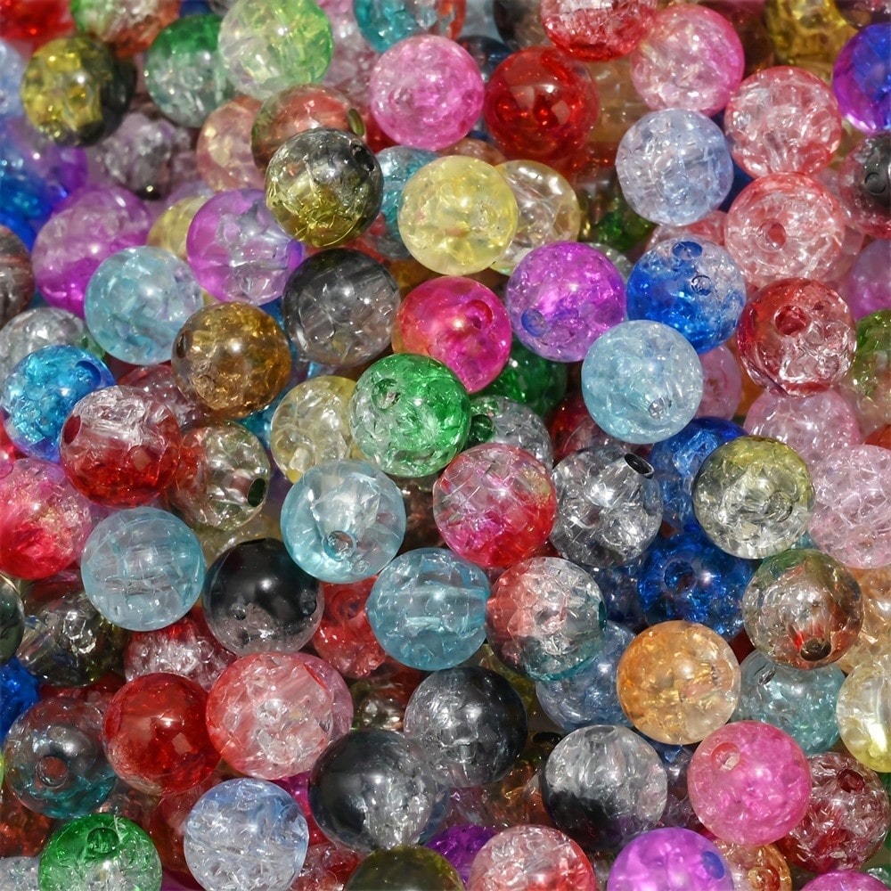 500pcs 8mm Round Crack Acrylic Beads