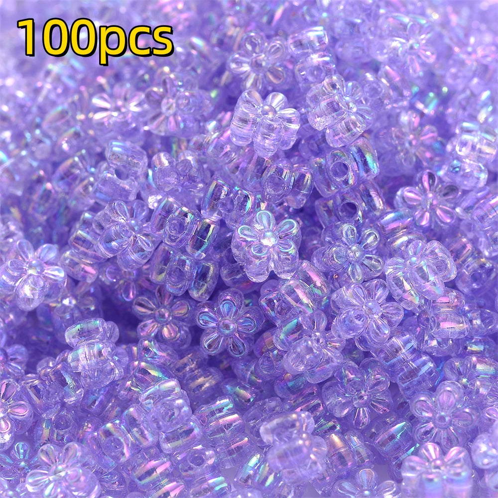 100pcs 4x7mm AB Color Flower Acrylic Beads