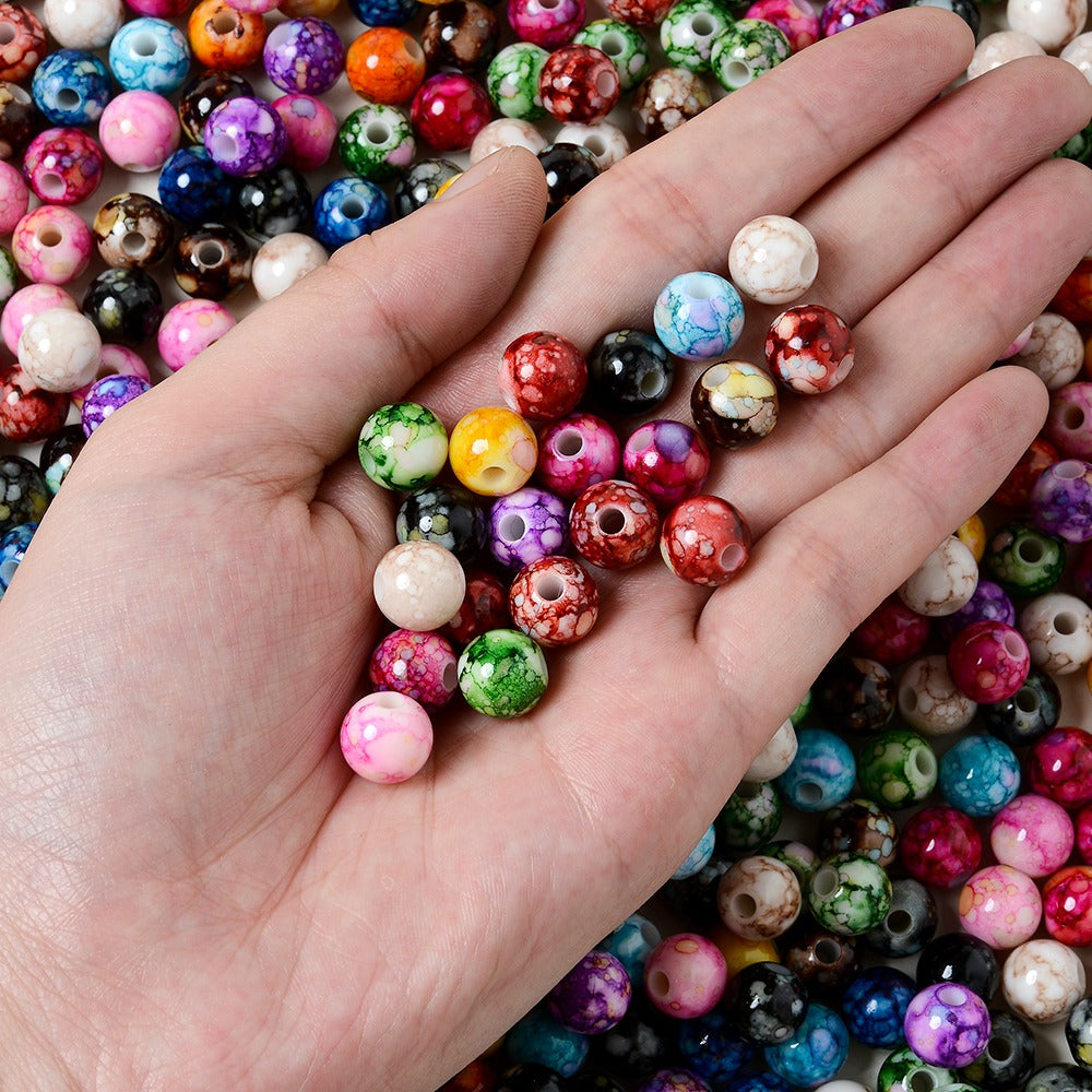 100pcs 8mm Cracked Acrylic Loose Spacer Beads