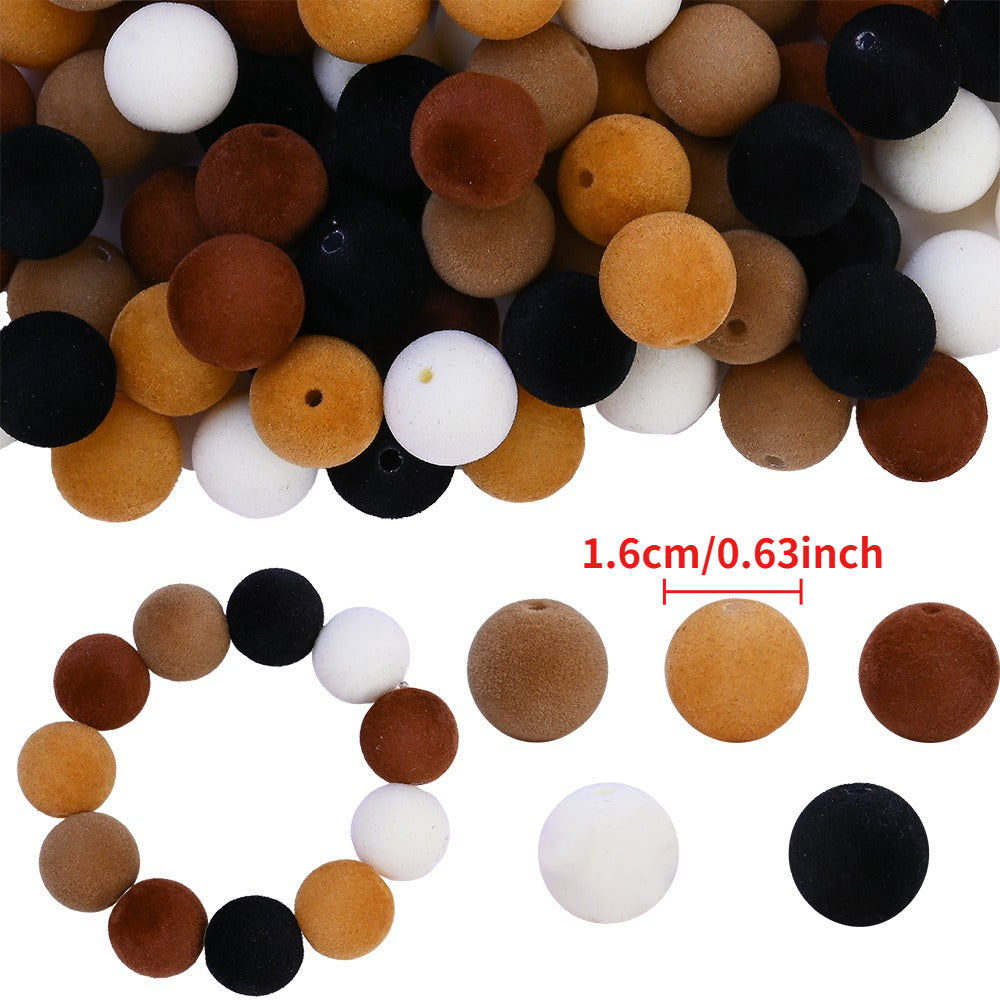Brown Acrylic Flocked Large Hole Beads