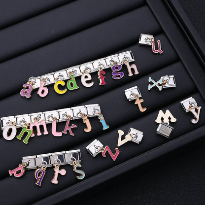 1PC A-Z English Letter Charm Link Set for 9mm Bracelets