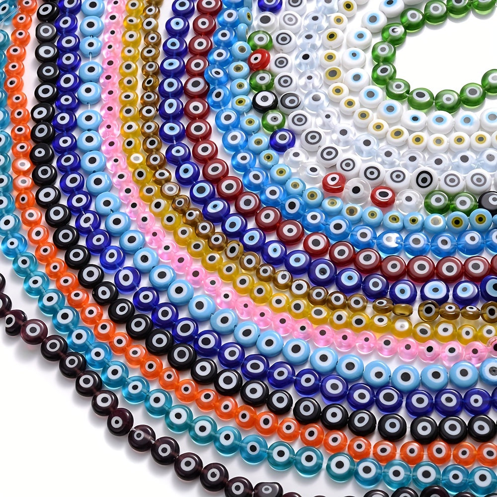 Flat Evil Eye Glass Beads