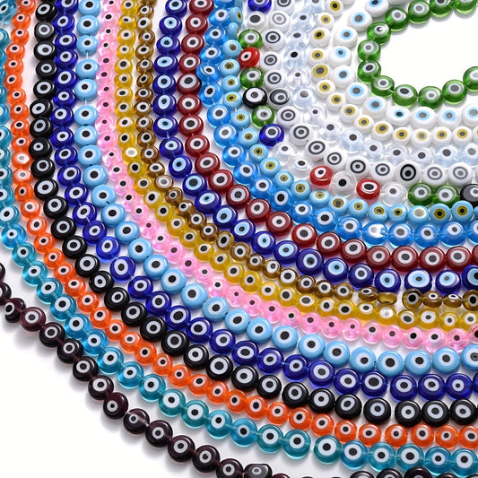 Flat Evil Eye Glass Beads
