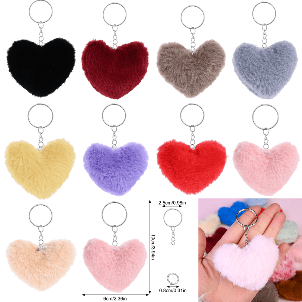 Pink Plush Peach Heart Keychain DIY Kit