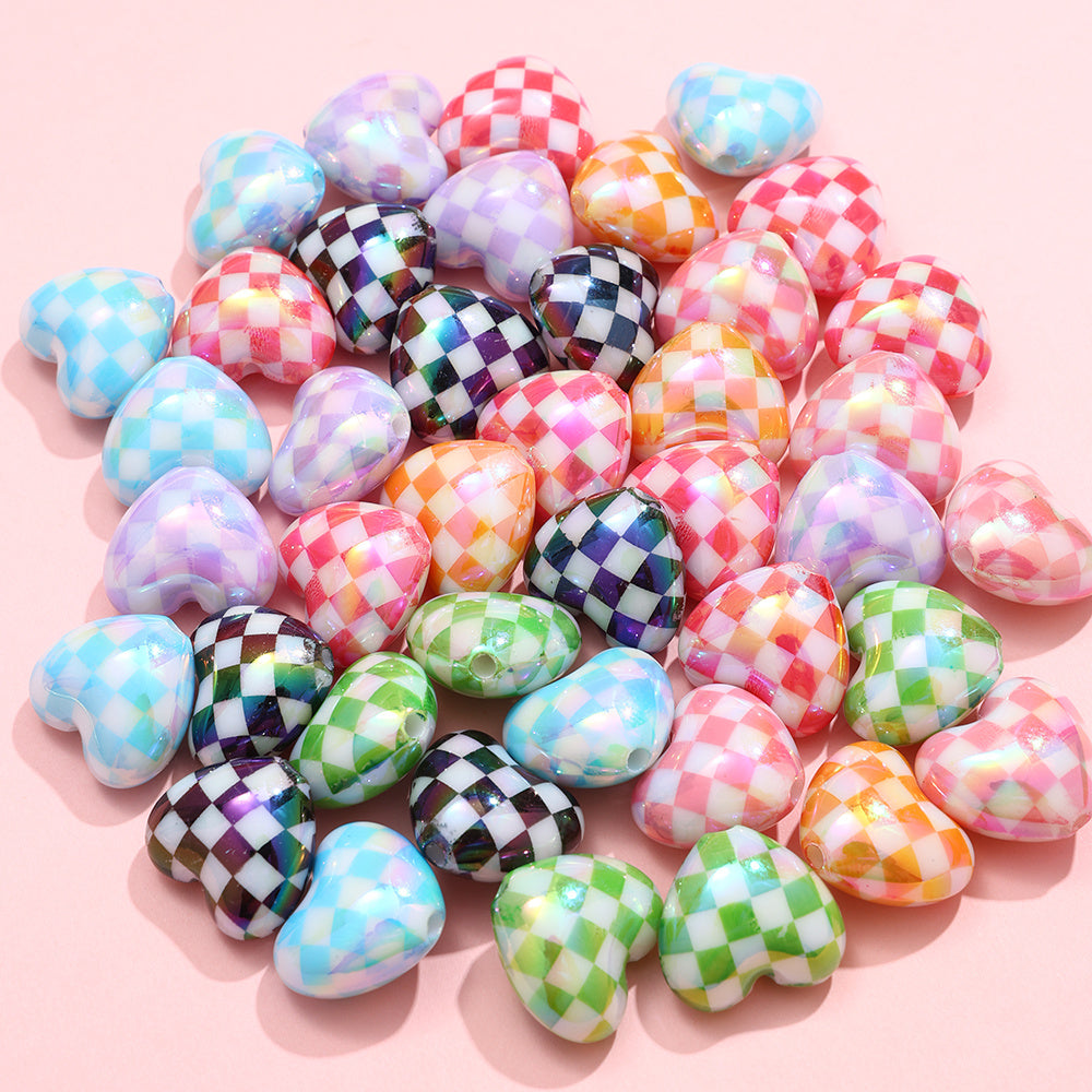 Checked Love AB Acrylic Beads