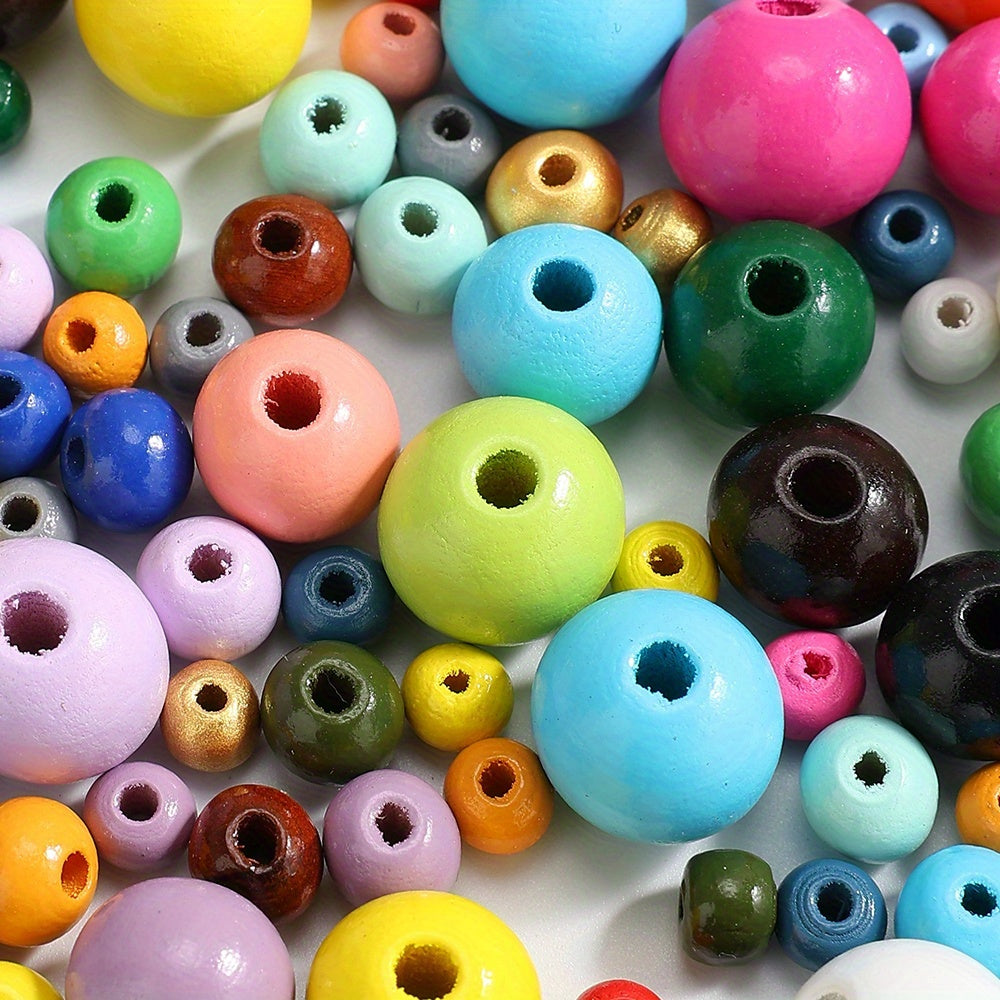 4/6/8/14mm Multicolor Wooden Round Spacer Beads