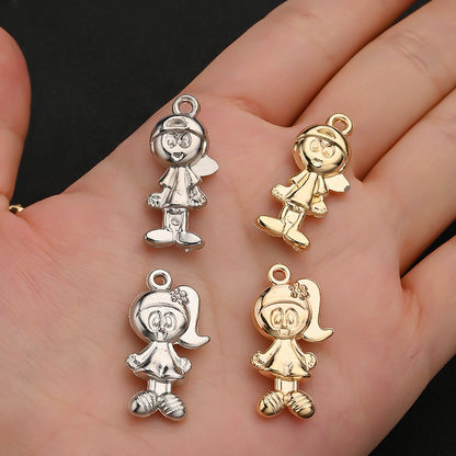 20PCS Gold & Silver CCB 3D Cartoon Boy & Girl Pendants