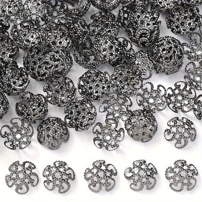 100PCS 8mm Flower Circle Metal-Plated Bead Cap Set