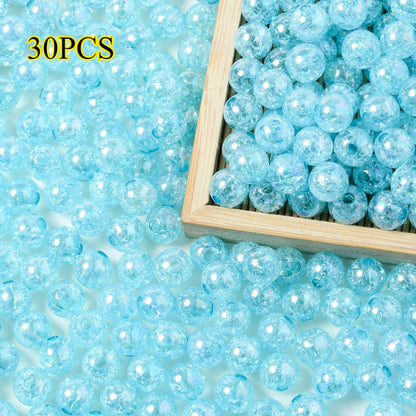 30pcs 10mm Colorful Crackle Acrylic Beads
