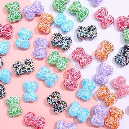 10PCS 18×25mm Leopard Bow Acrylic Bead Set
