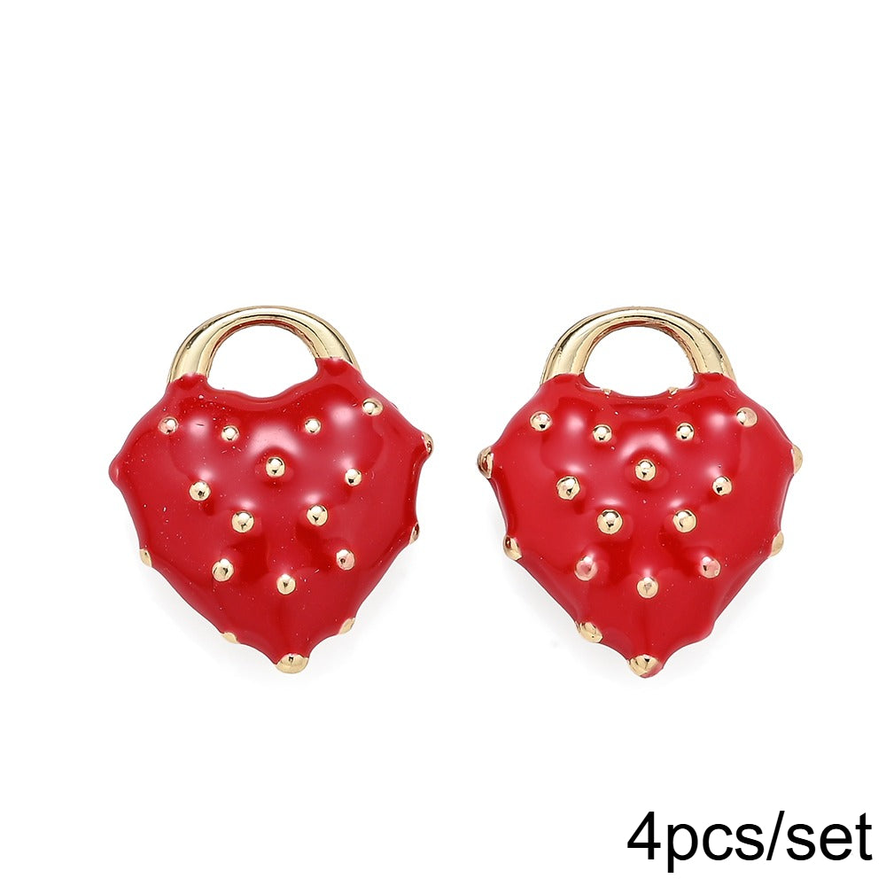 Heart Strawberry Alloy Charms