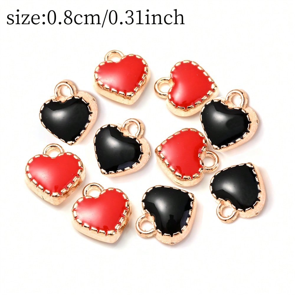 Mini Heart Enamel Alloy Pendants