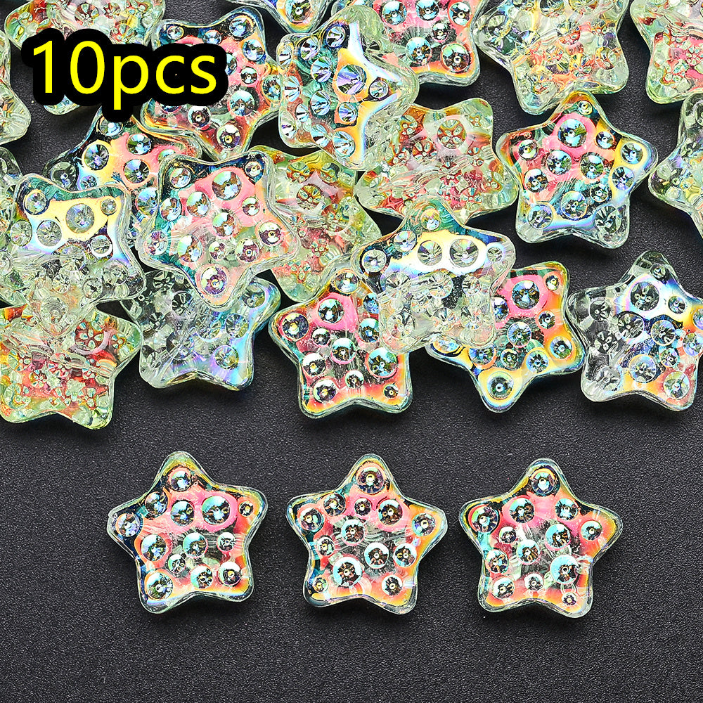 10pcs 18mm Vibrant Star Glass Beads