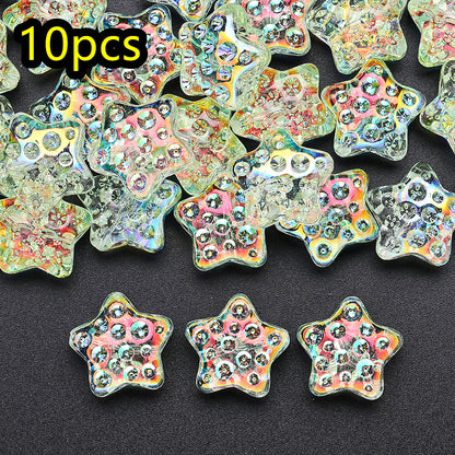 10pcs 18mm Vibrant Star Glass Beads