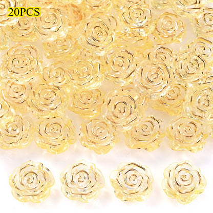 Transparent Camellia Flower Acrylic Beads