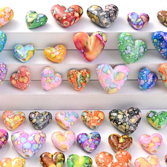 Mixed Color Heart Acrylic Beads