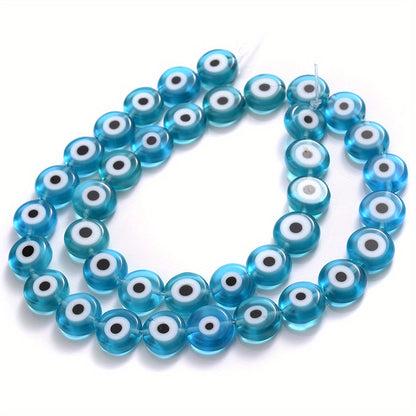 Flat Evil Eye Glass Beads