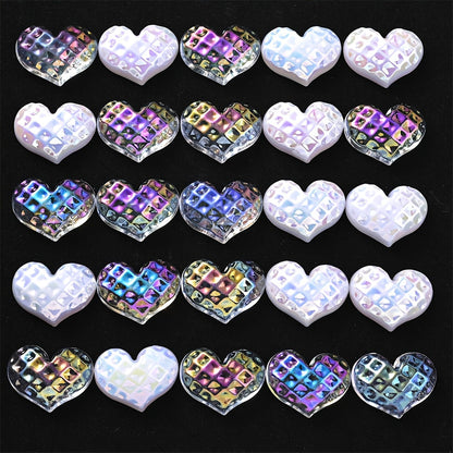Transparent White Heart Flatback Embellishments