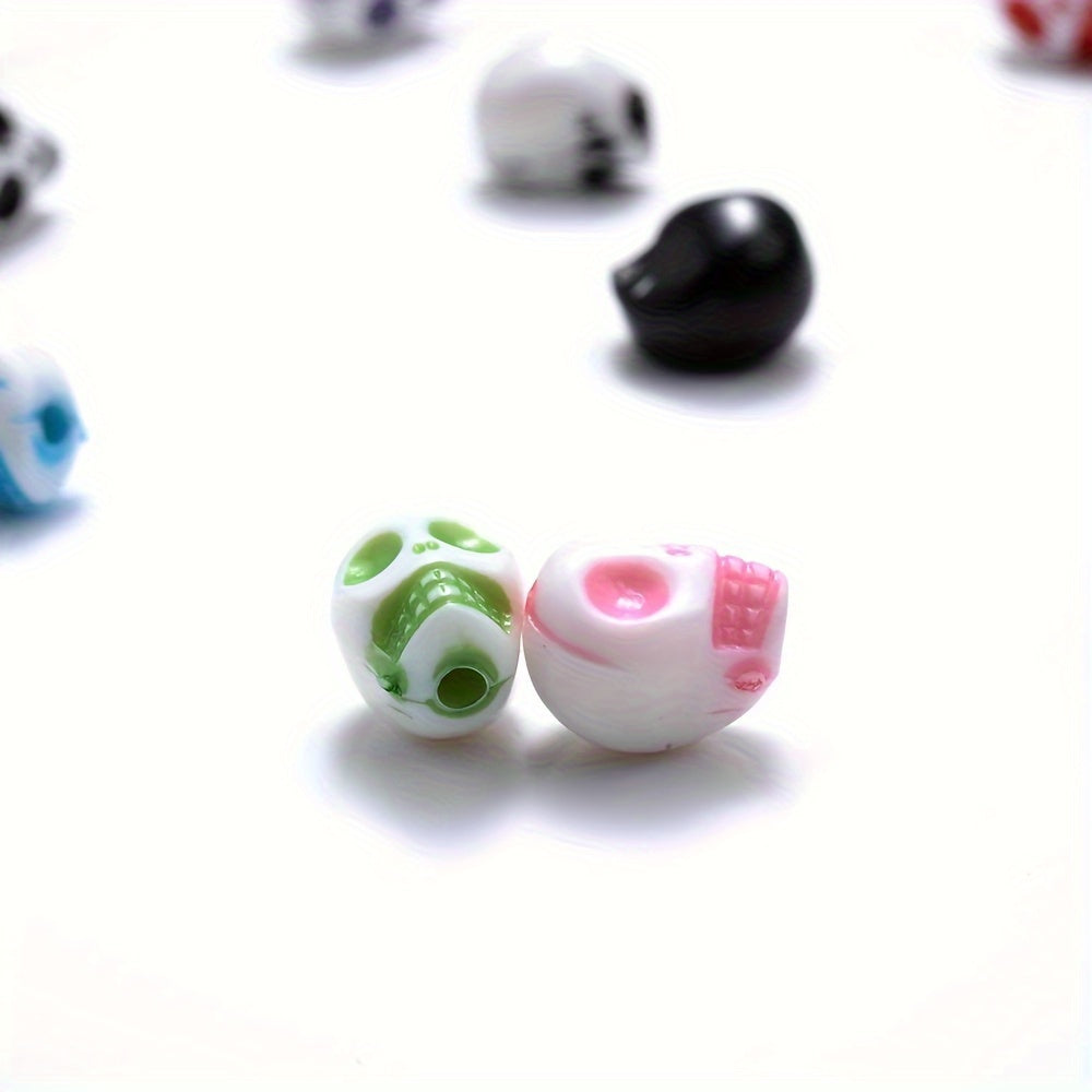 30pcs Colorful Acrylic Skull Beads