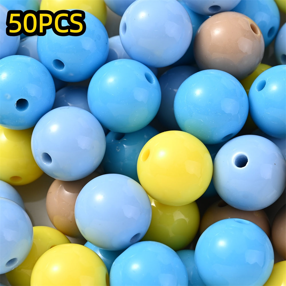 50/100pcs Solid Color Acrylic Round Beads