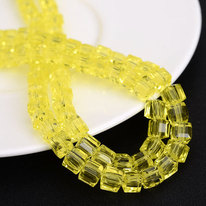 4mm Square Multi-faceted Czech Glass Cube Beads