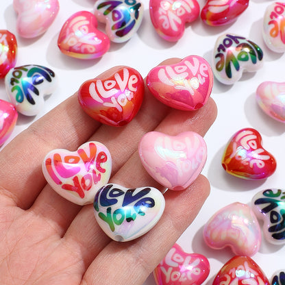 10pcs 20x22mm AB Color Heart Acrylic Beads