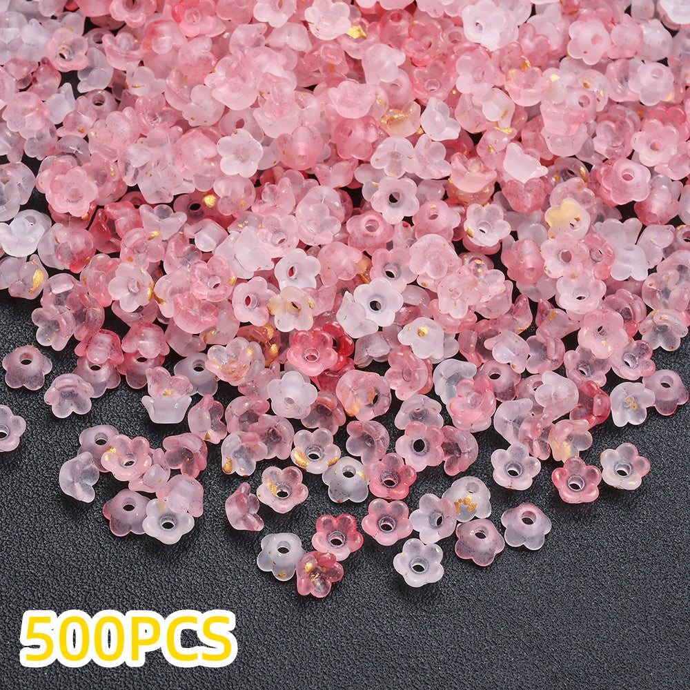 500pcs 3x6mm Lily of the Valley Acrylic Flower Cap Beads