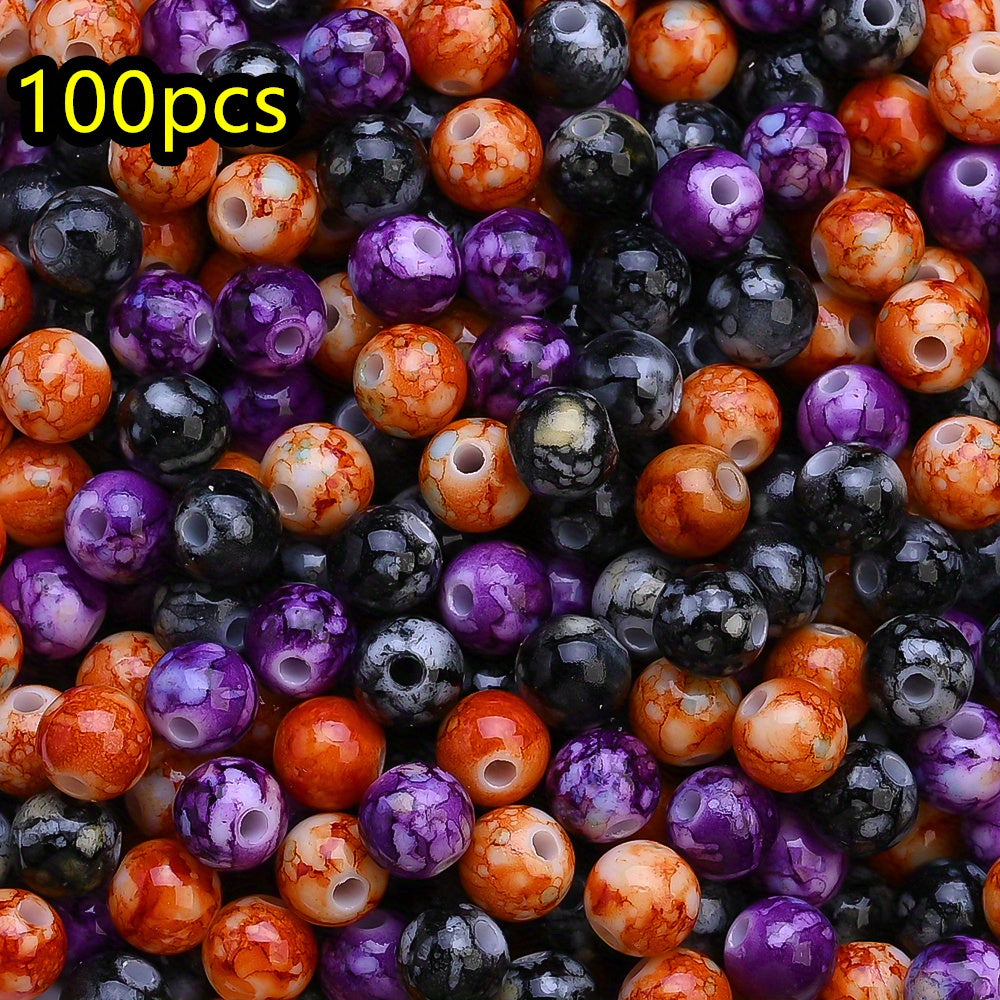 100pcs/set 8mm Halloween Color Round Beads