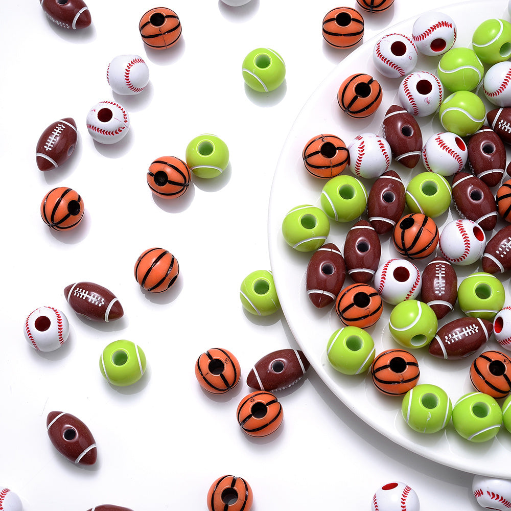 250pcs Sports Wooden Beads