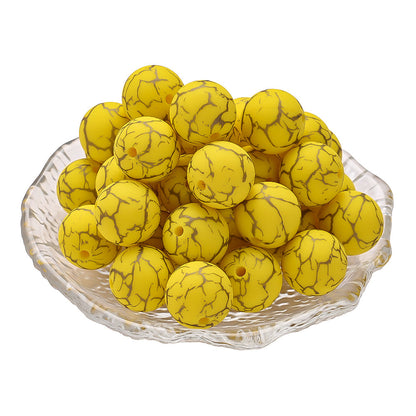 10pcs Crack Printed Silicone Spacer Beads