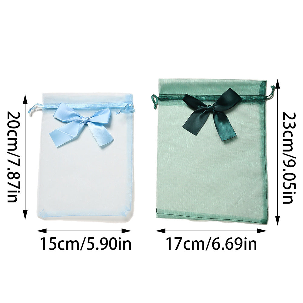 10PCS Organza Drawstring Gift Bag Set with Bowknot