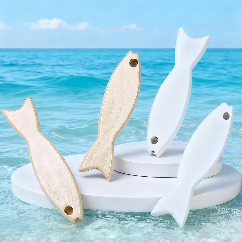 2pcs 2x7.9cm Fish-Shaped Wooden Beads
