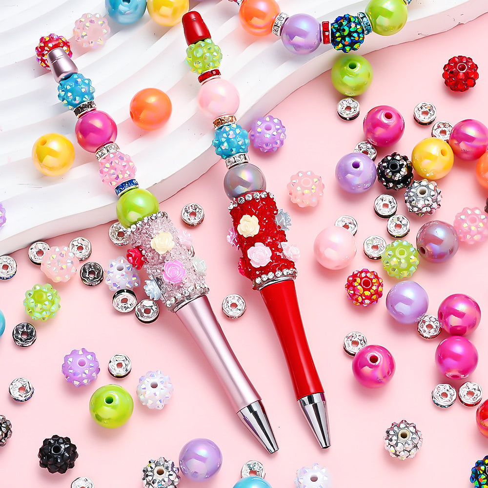 Colorful Resin and Rhinestone Spacer Bead Set