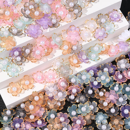 30pcs 15mm Cherry Blossom Acrylic Patch Beads