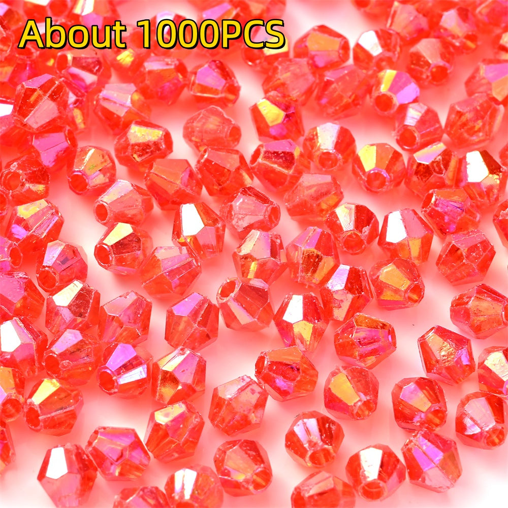 1000pcs 4mm Shiny Acrylic Faceted Beads
