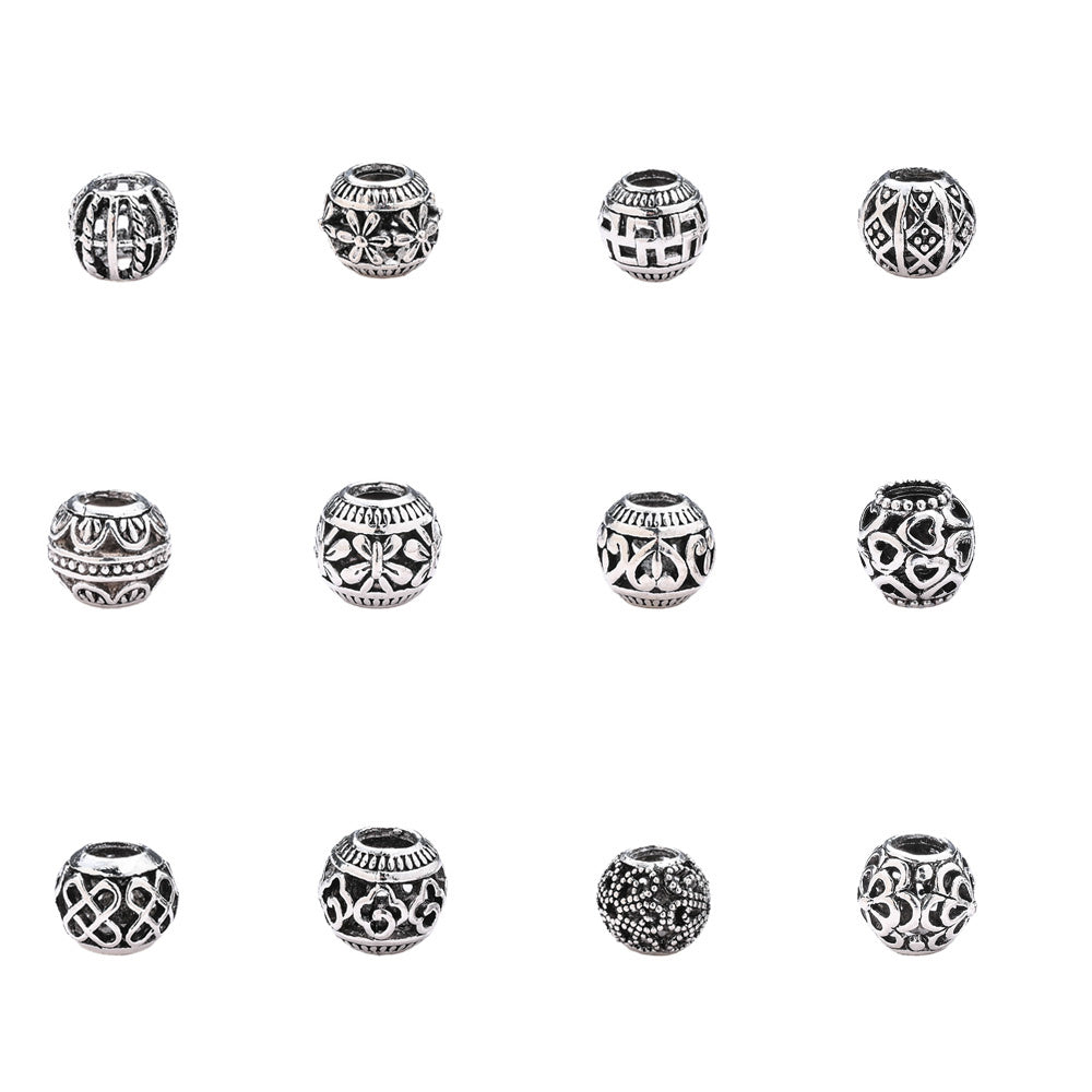 Retro Hollow Zinc Alloy Large Hole Spacer Beads