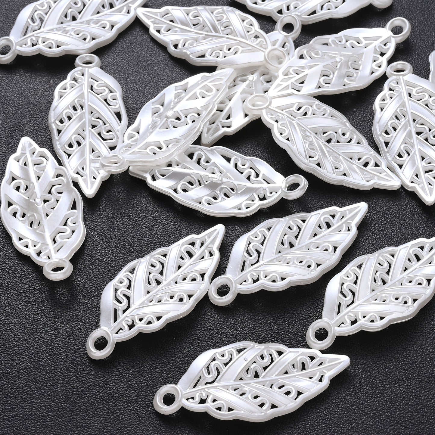 White Leaf Acrylic Beads