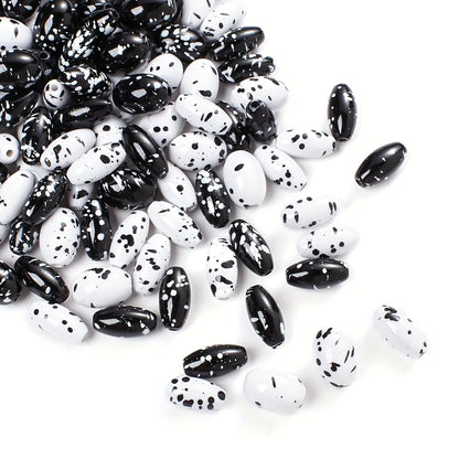 Artistic Splatter Design Acrylic Oval Beads