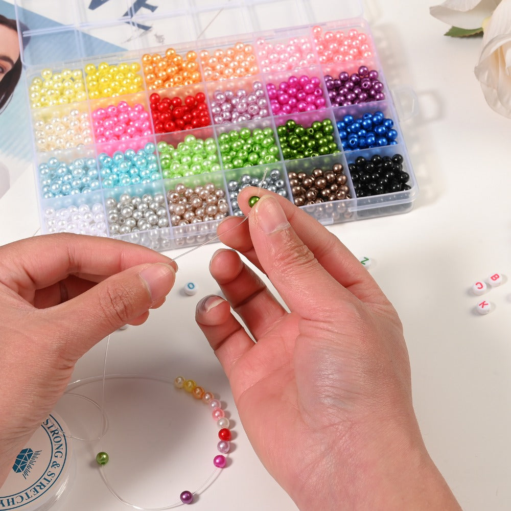 1400pcs 6mm Imitation Pearl Beads Kit