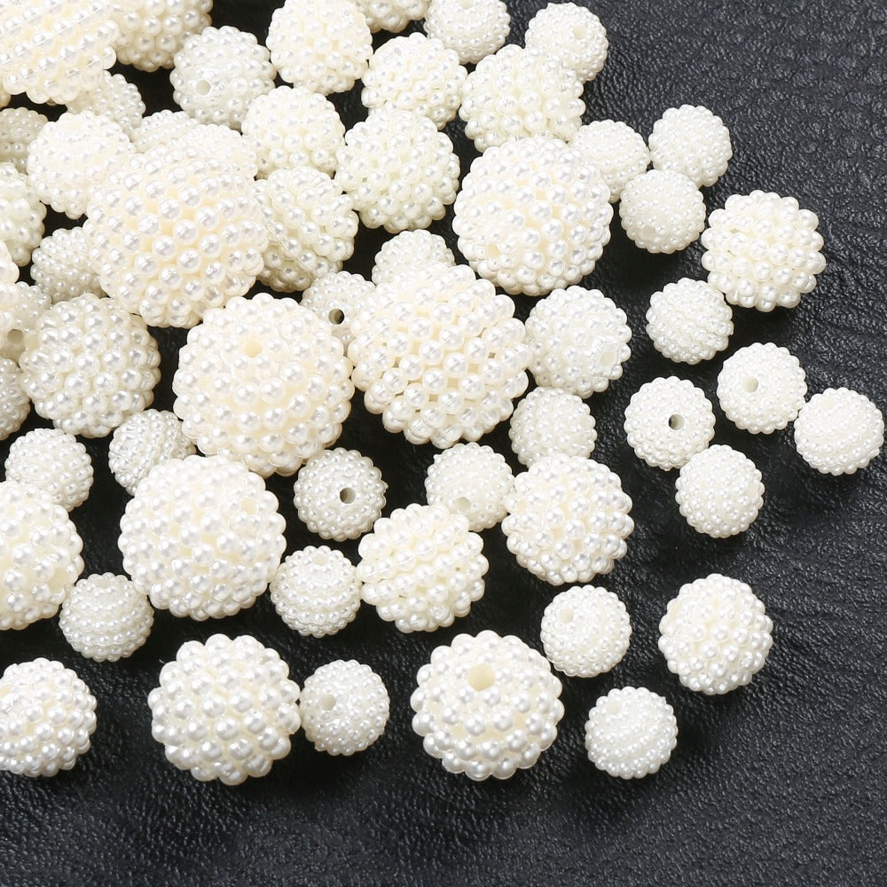 Beige Textured Berry Acrylic Beads