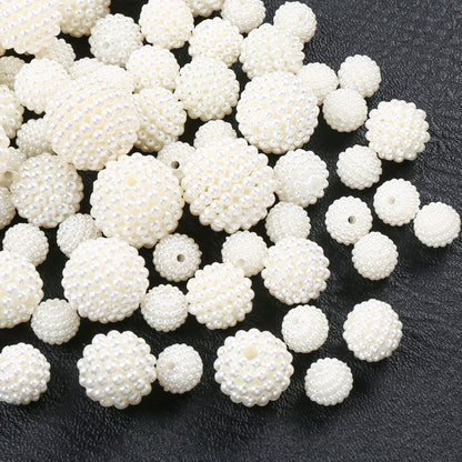Beige Textured Berry Acrylic Beads