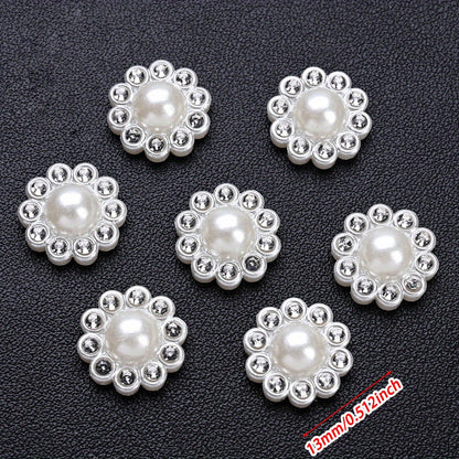 White Imitation Pearl Sunflower Flatback Beads