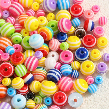 Rainbow Striped Resin Beads