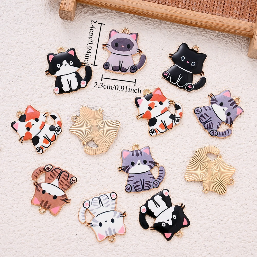 Enamel Cat Pendant Charms