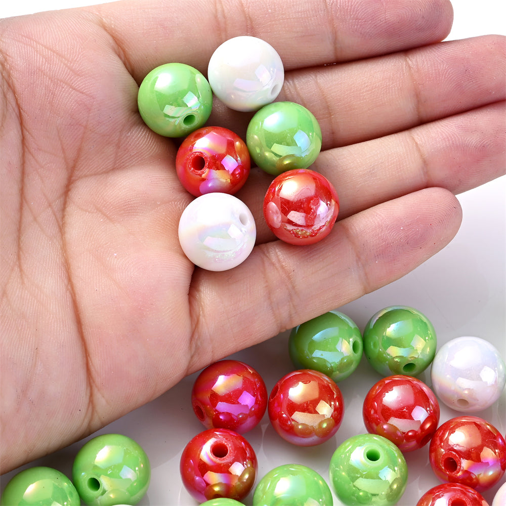 200pcs 14mm AB Mixed Color Acrylic Round Beads