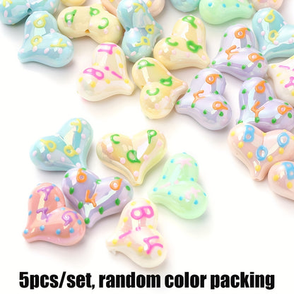 5pcs/set 17x22mm Sweet Heart Acrylic Beads