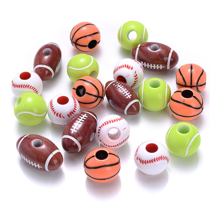 250pcs Sports Wooden Beads
