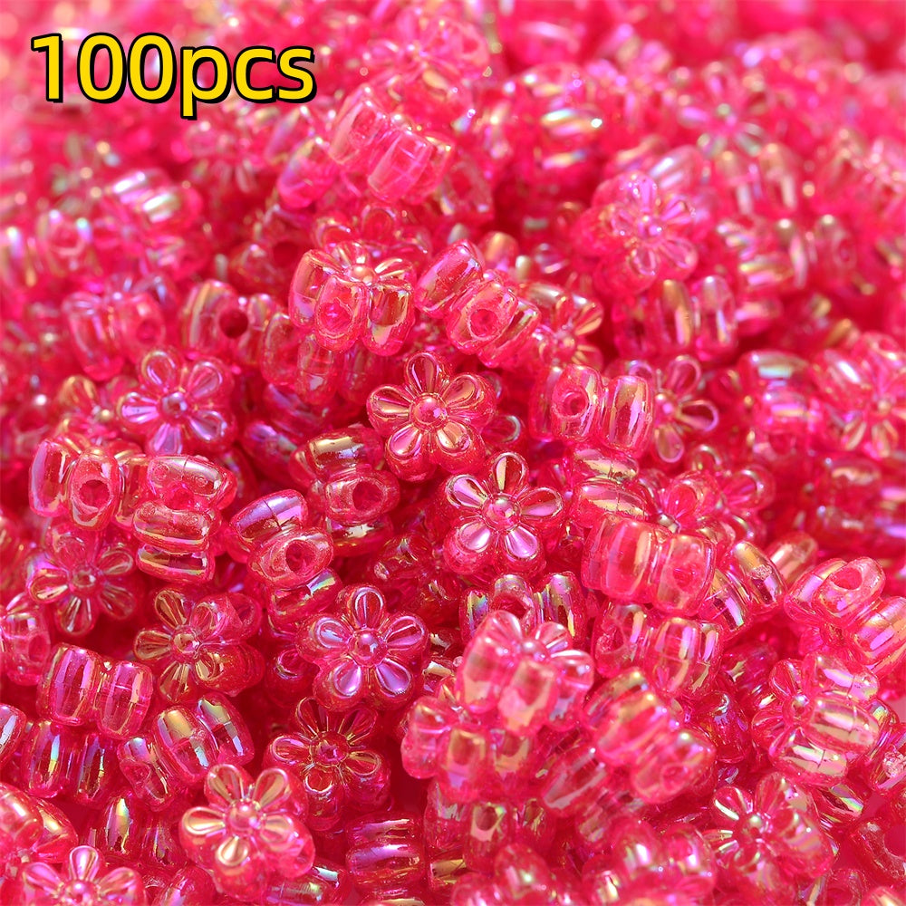 100pcs 4x7mm AB Color Flower Acrylic Beads