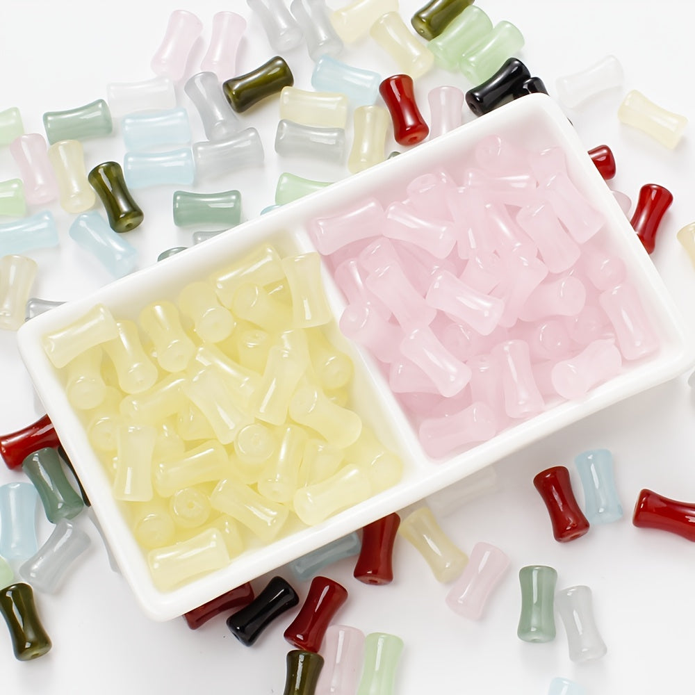 200pcs 6x12mm Glass Bamboo Tube Beads
