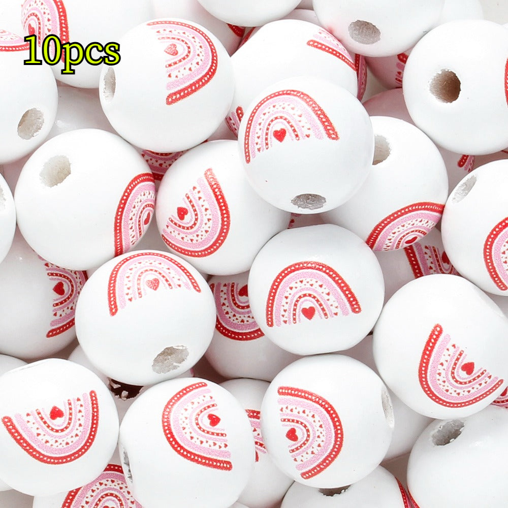 Valentine’s Day Printed Wooden Beads
